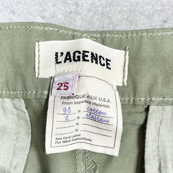 L'Agence Mirabel Pants Womens 25 Cropped Flight Soft Army Zip Button Closure - Picture 9 of 11